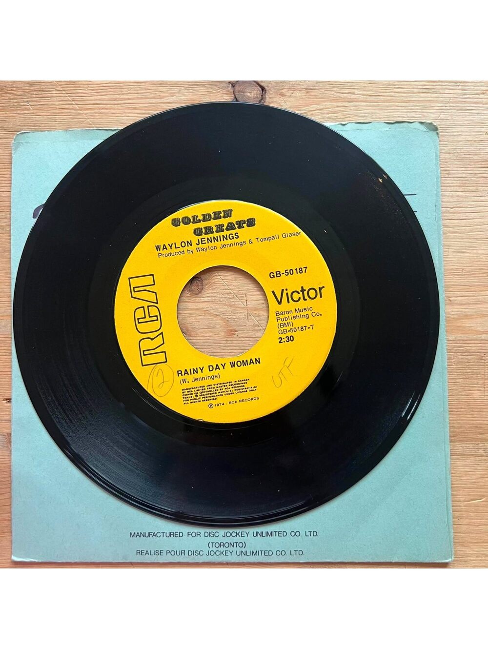 Waylon Jennings - Rainy Day Woman/I'm a Ramblin' Man 45rpm VG+ R89